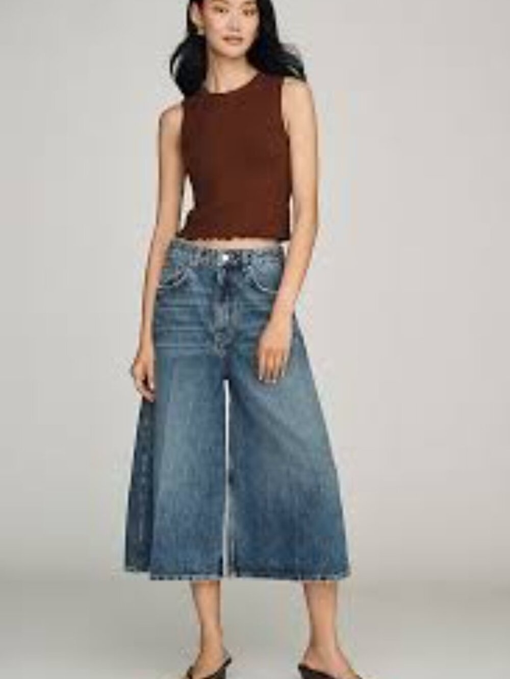 Pilcro, High-Rise Culotte Jeans 32
